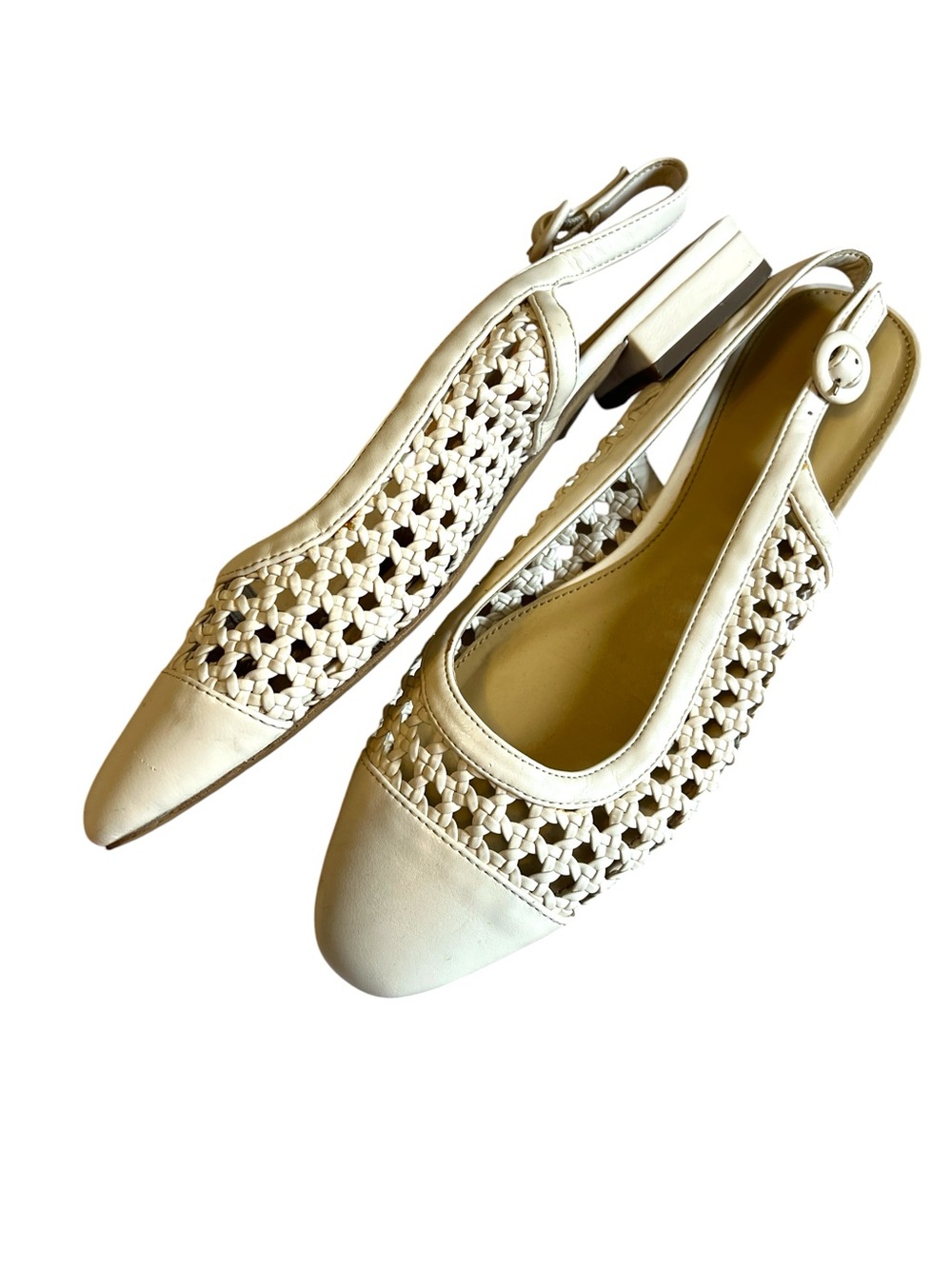 J. Crew Cream Woven Slingback Flats 9.5